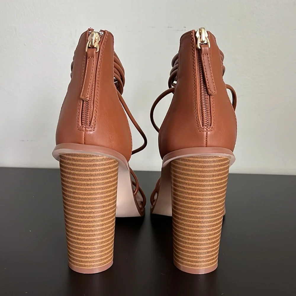 Brown Lace-Up Heels - - Picture 3 of 4
